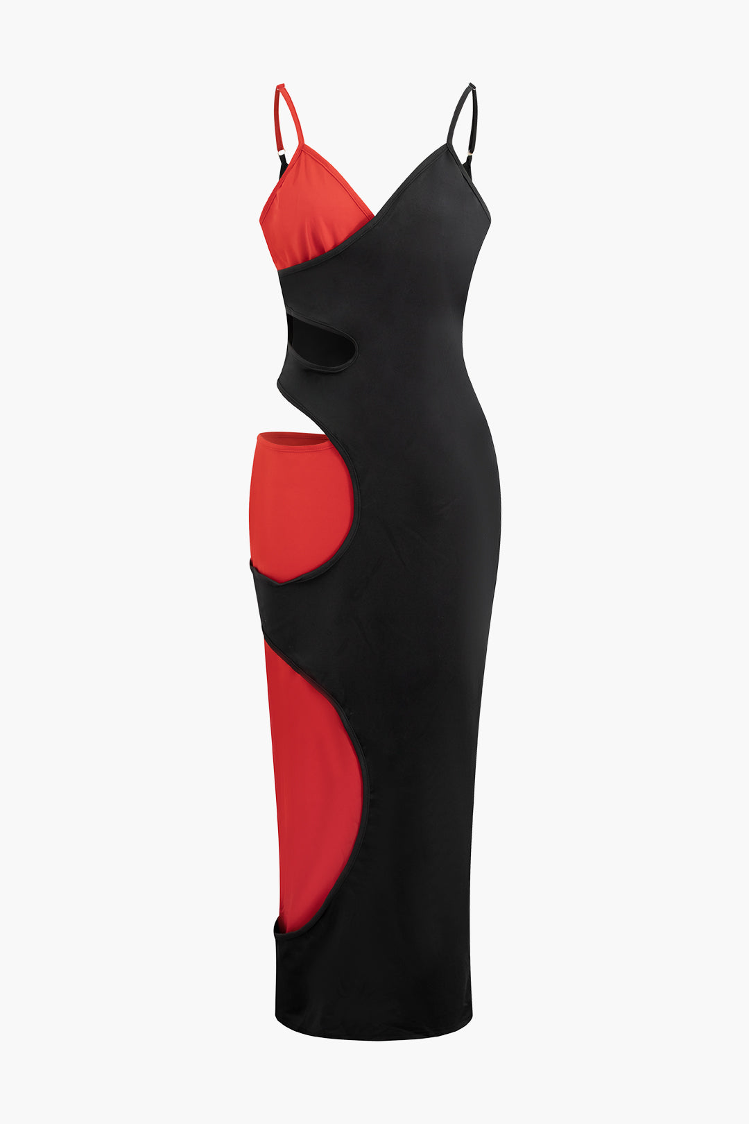 Contrast Cut Out V-neck Slip Maxi Dress