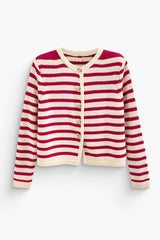 Stripe V-neck Button Up Knit Cardigan