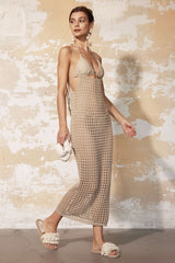 Hollow Out Knit Cover Up Maxi Dress