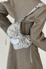 Rivet Metallic PU Leather Shoulder Bag