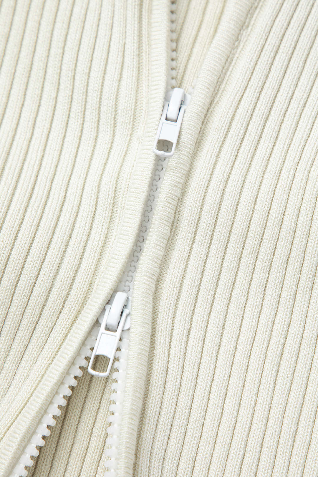 Collar Zipper Rib Knit Cardigan