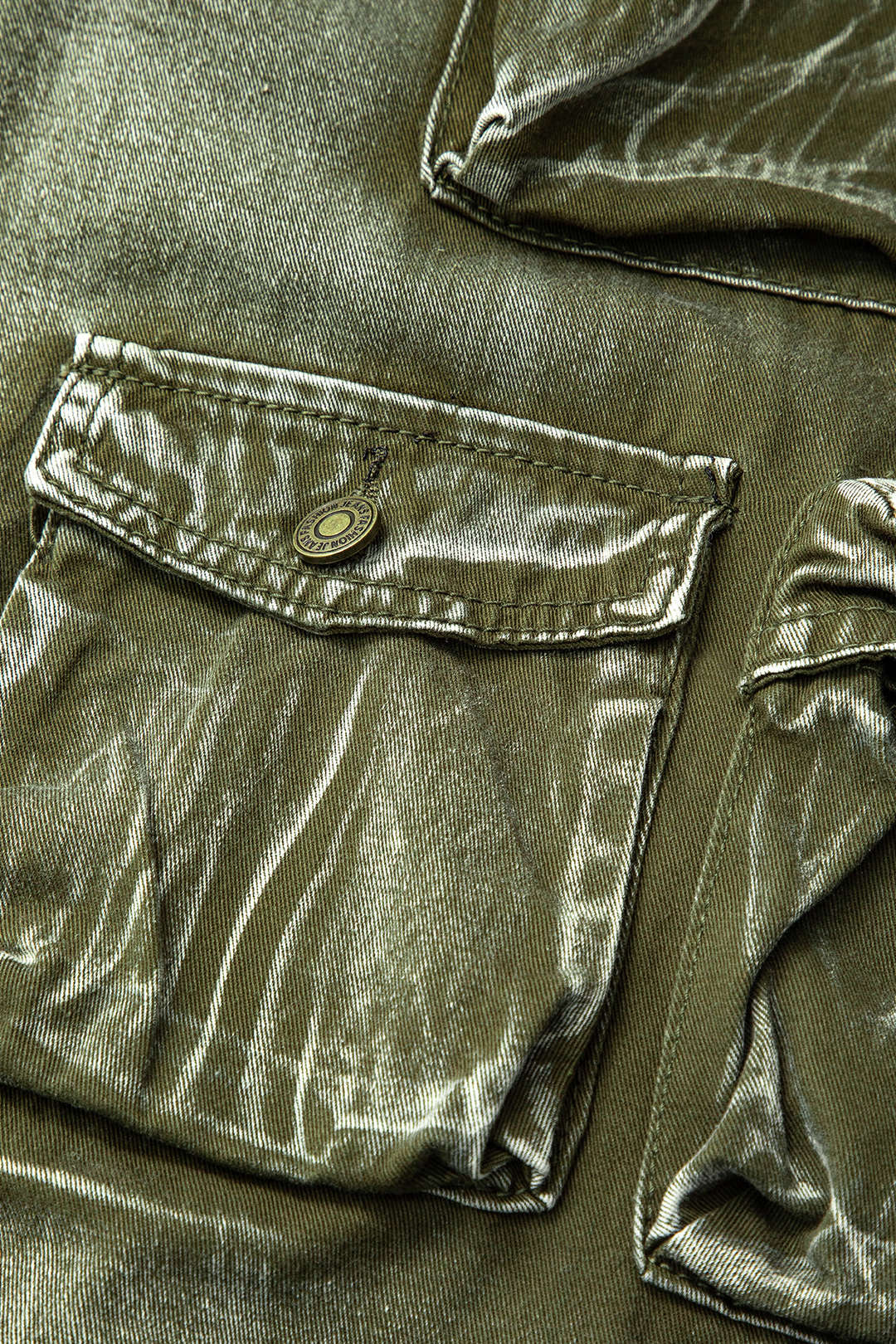 Distressed Flap Pocket Wide Leg Cargo Pants