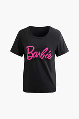 Barbie Print Round Neck T-shirt And Skinny Pants Set