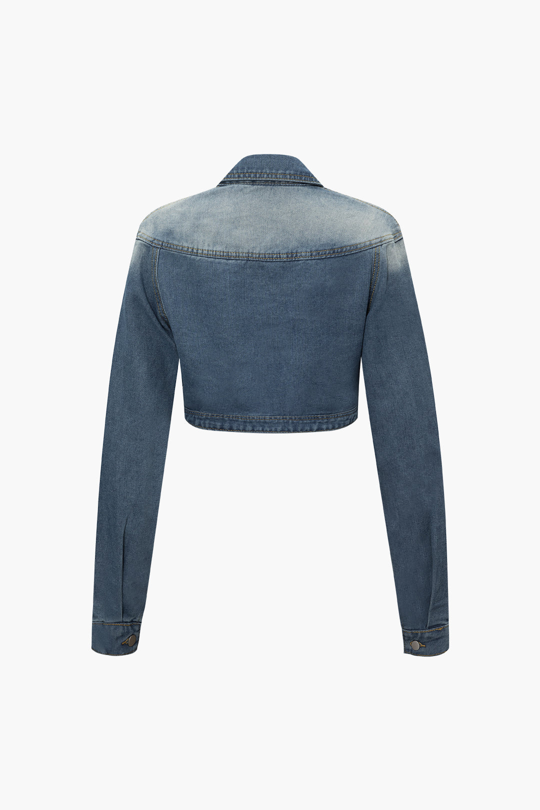 Flap Pocket Collar Denim Crop Jacket