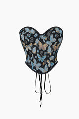 Butterfly Pattern Braided Tie Bustier Tube Top