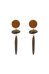 Wooden Oval Drop Earrings