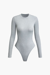 Solid Round Neck Long Sleeve Bodysuit