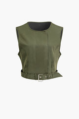 Belted Hem Sleeveless Waistcoat