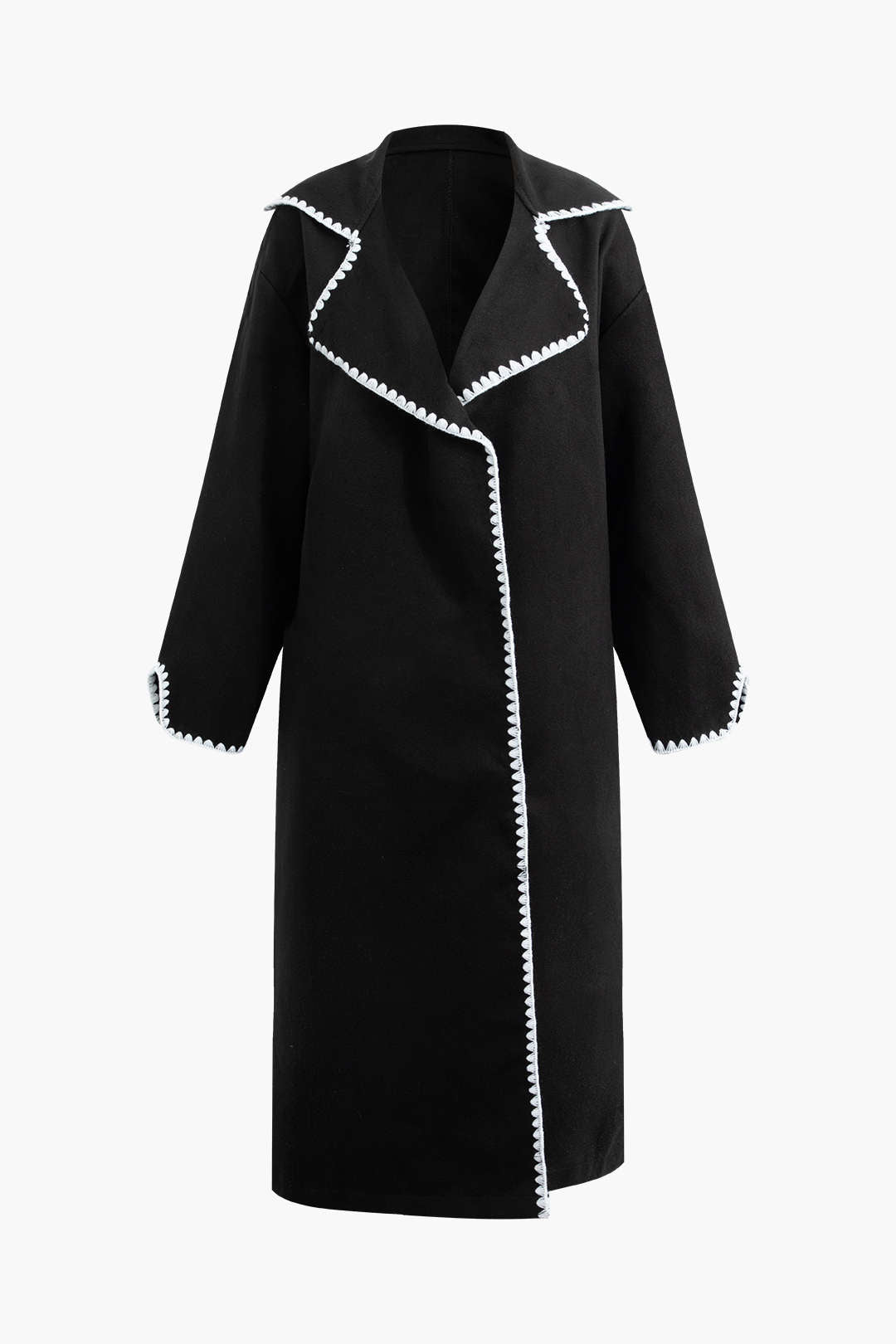 Contrast Trim Button Up Long Coat