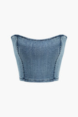 Denim Zipper Tube Top