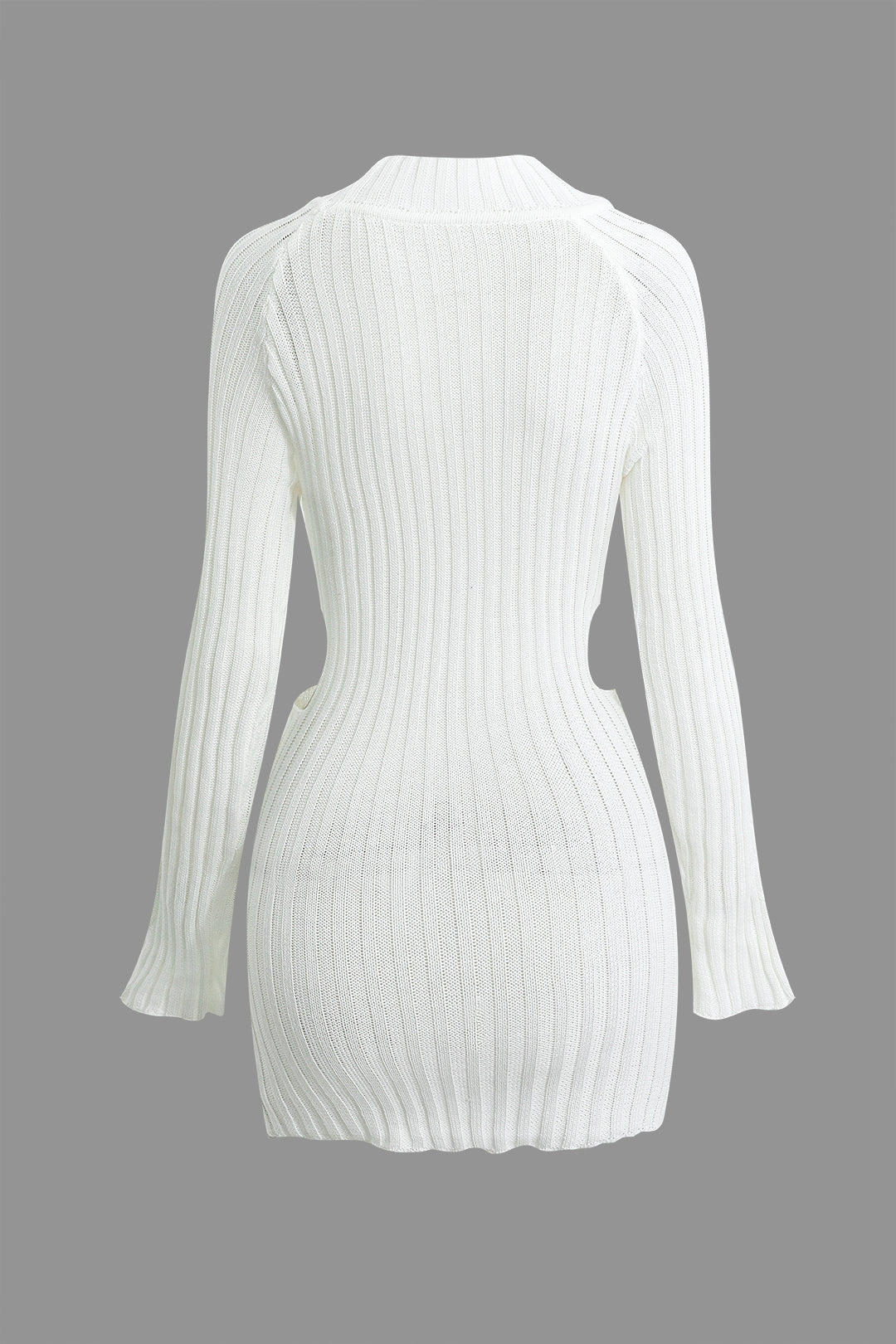 Cut Out Mock Neck Long Sleeve Knit Mini Dress