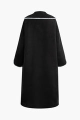 Contrast Trim Button Up Long Coat