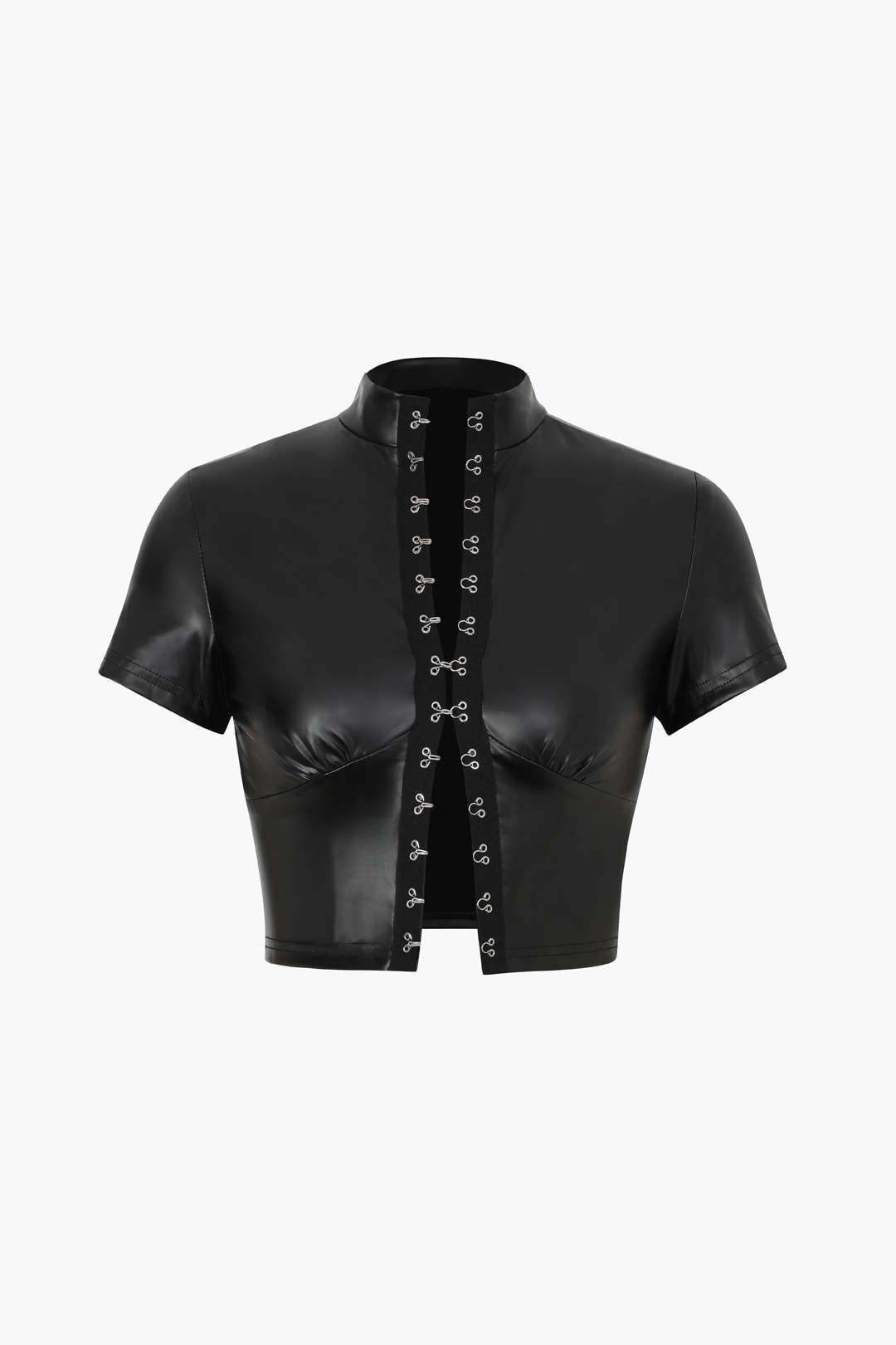 Hook And Eye Faux Leather T-Shirt