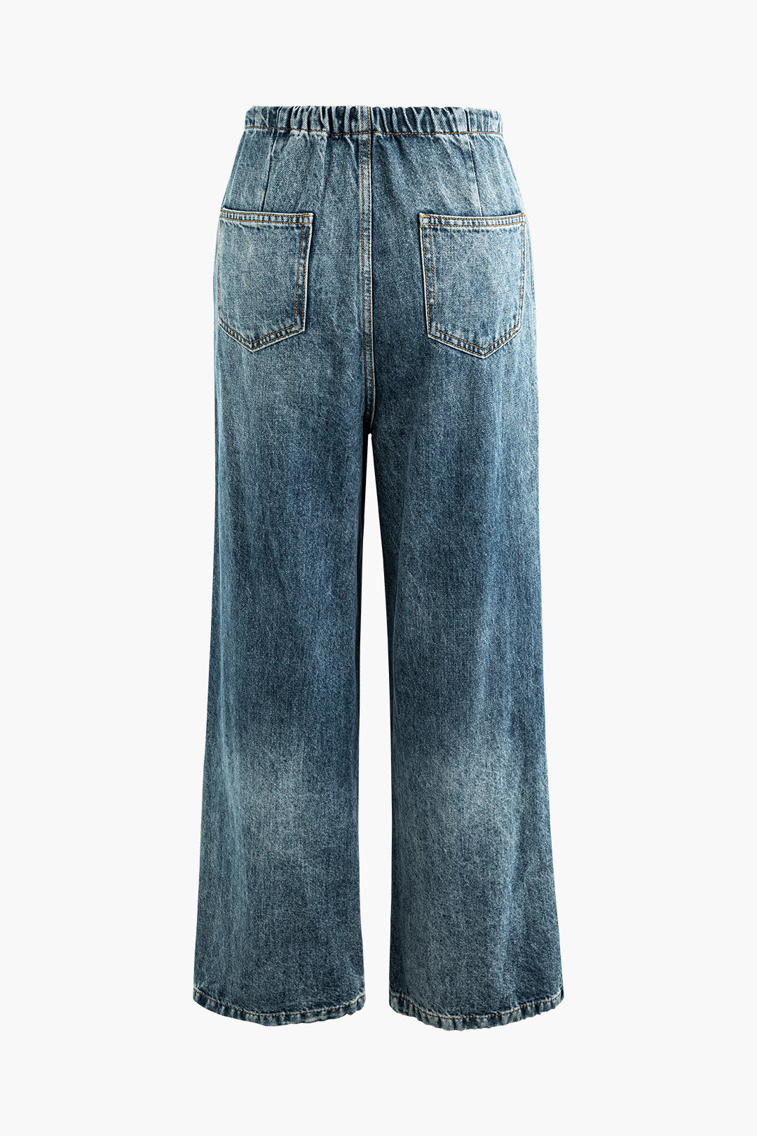 Drawstring Straight Leg Pocket Jeans