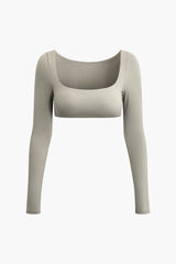 Square Neck Long Sleeve Yoga Crop Top