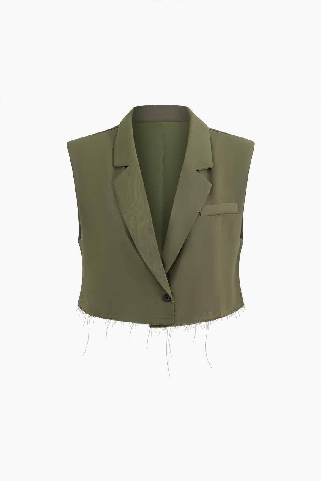 Notched Lapel Frayed Hem Vest