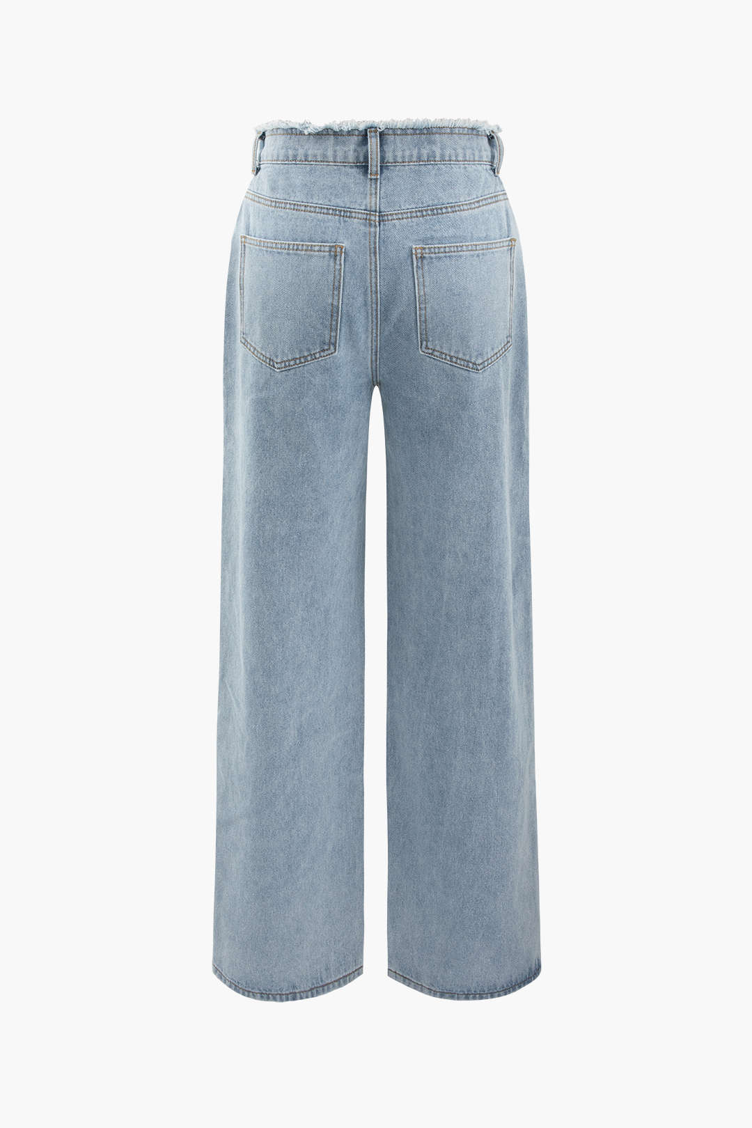 Frayed Destroyed Straight Leg Jeans