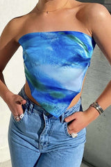 Tie Dye V-hem Tube Top