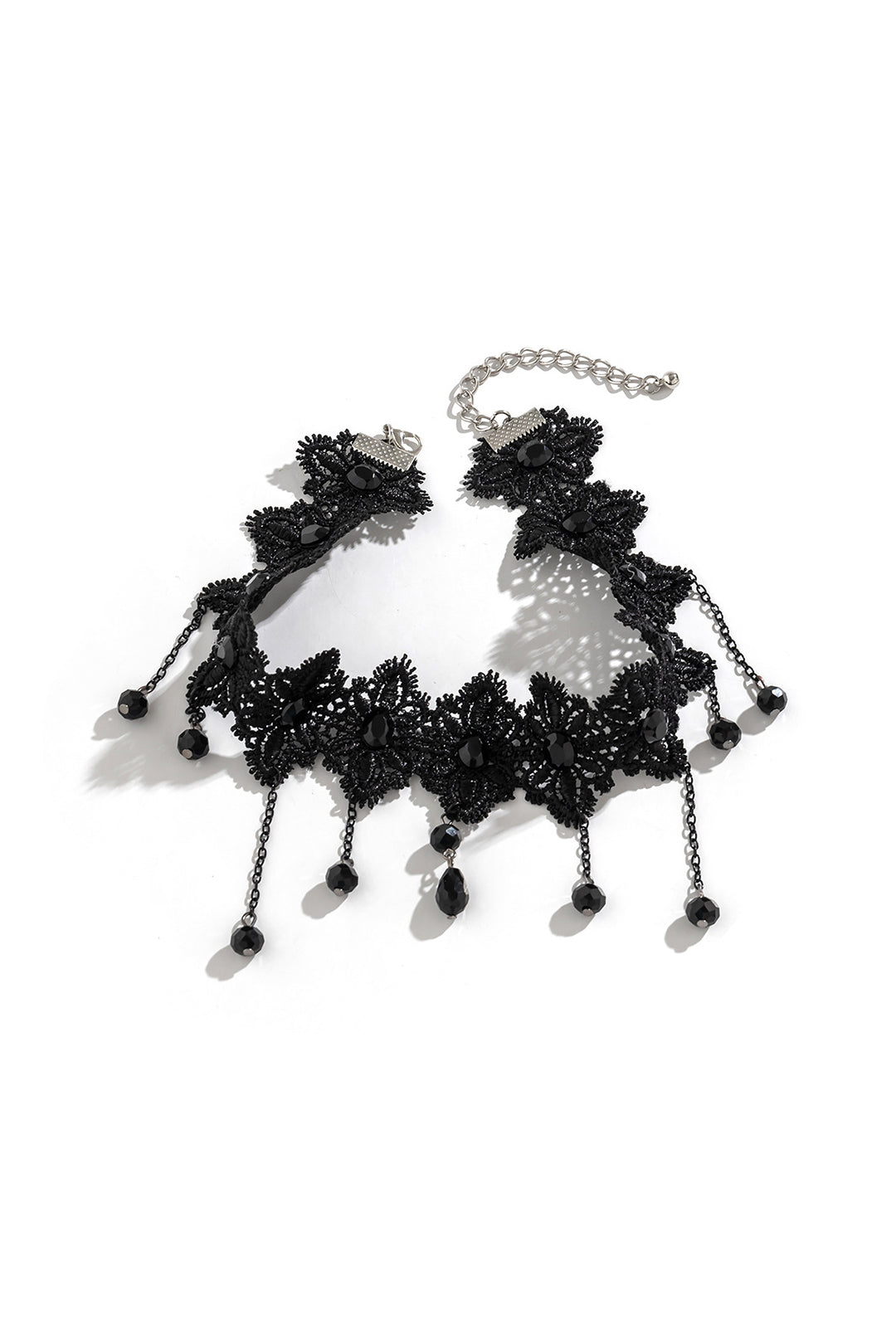 Black Gothic Lace Fringe Drop Choker