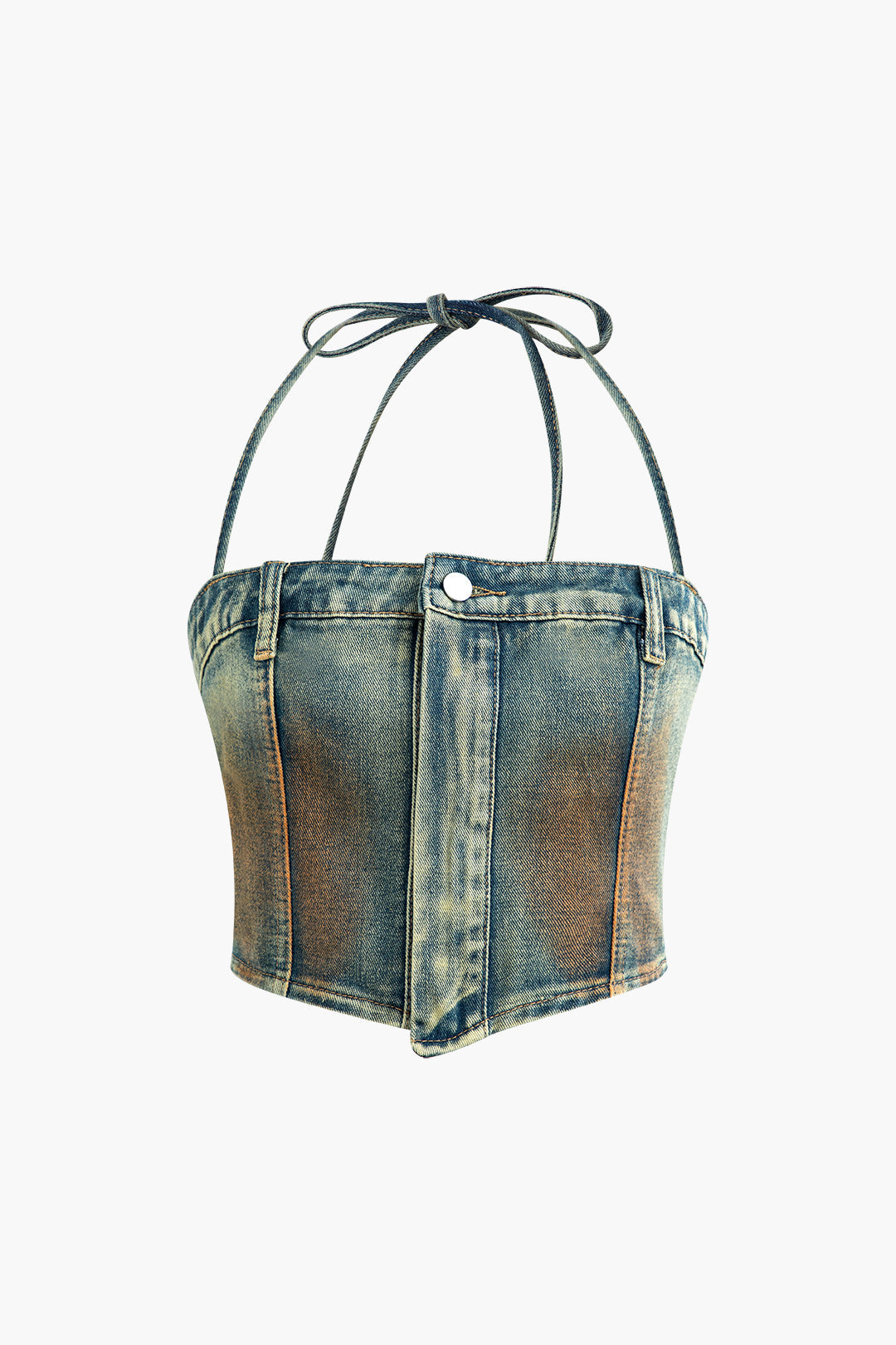 Stained Halter Denim Cami Top