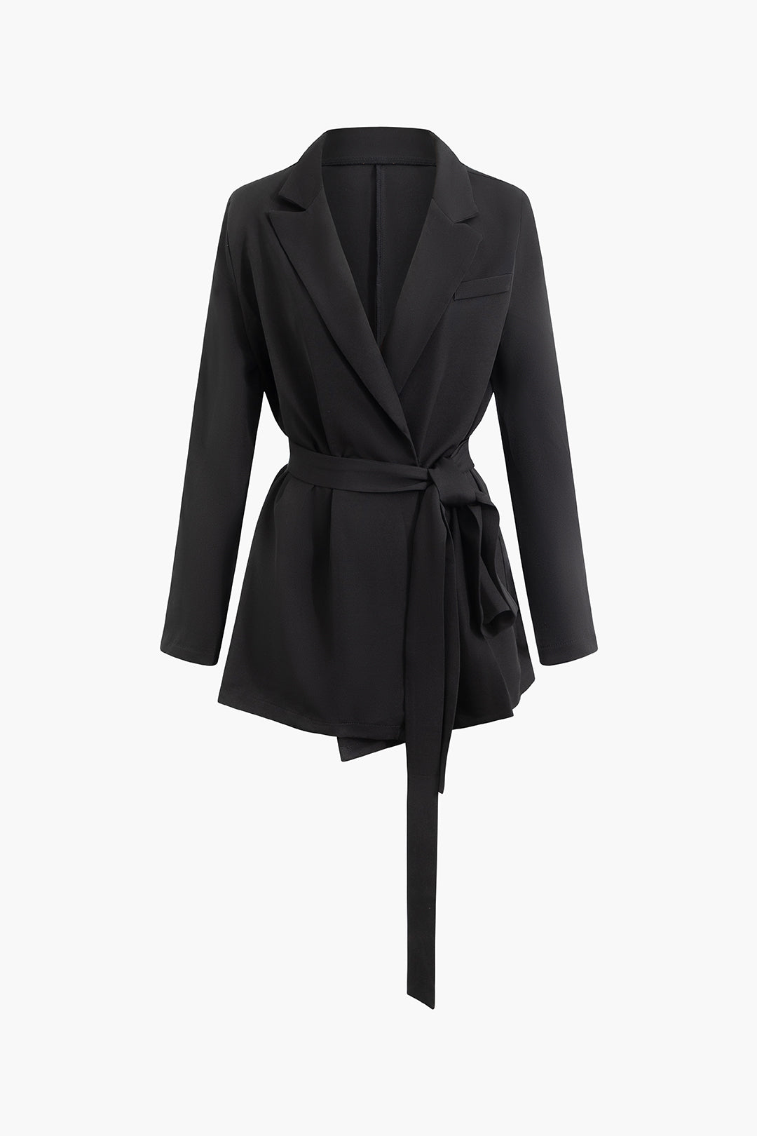 Notched Lapel Belted Blazer