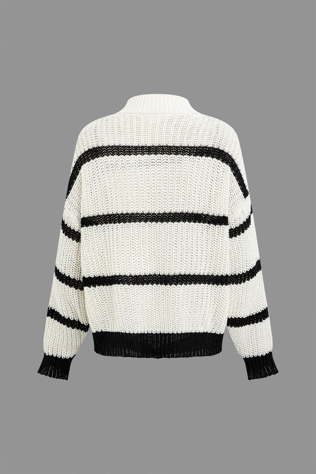 Contrast Stripe Mock Neck Knit Sweater