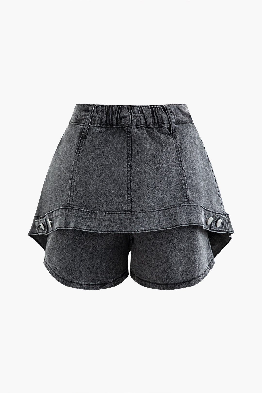 Wrap Denim Button Up Shorts