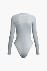 Solid Round Neck Long Sleeve Bodysuit