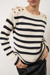 Stripe Round Neck Knit Long Sleeve Top