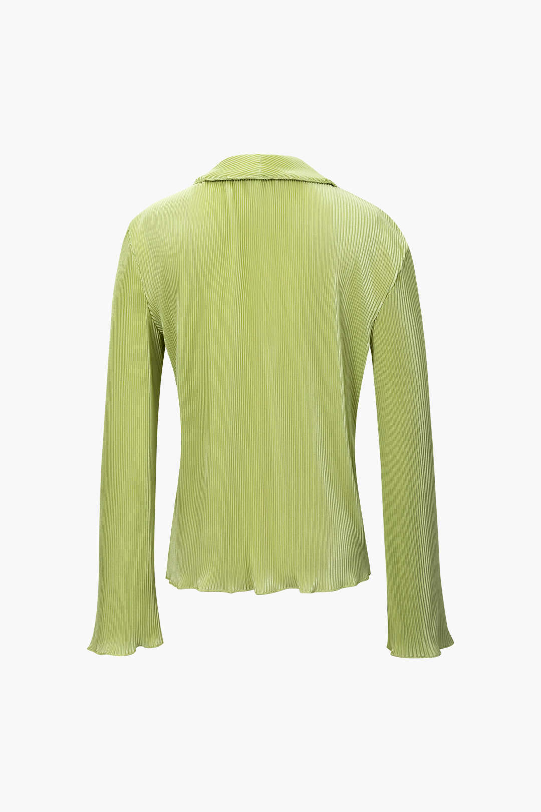 Pleated V-neck Long Sleeve Shirt