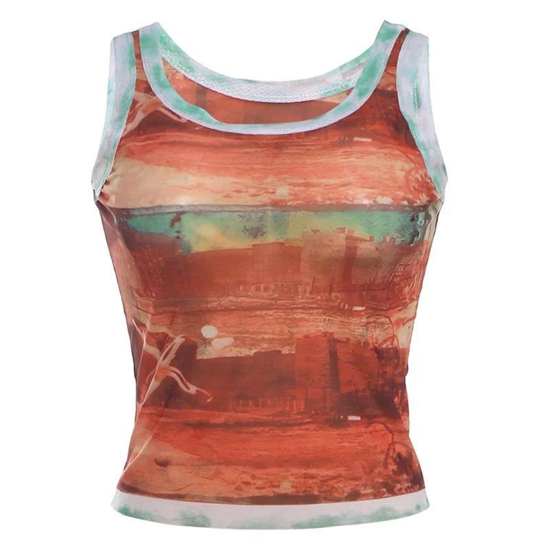 Gradient Sheer Print Tank Top