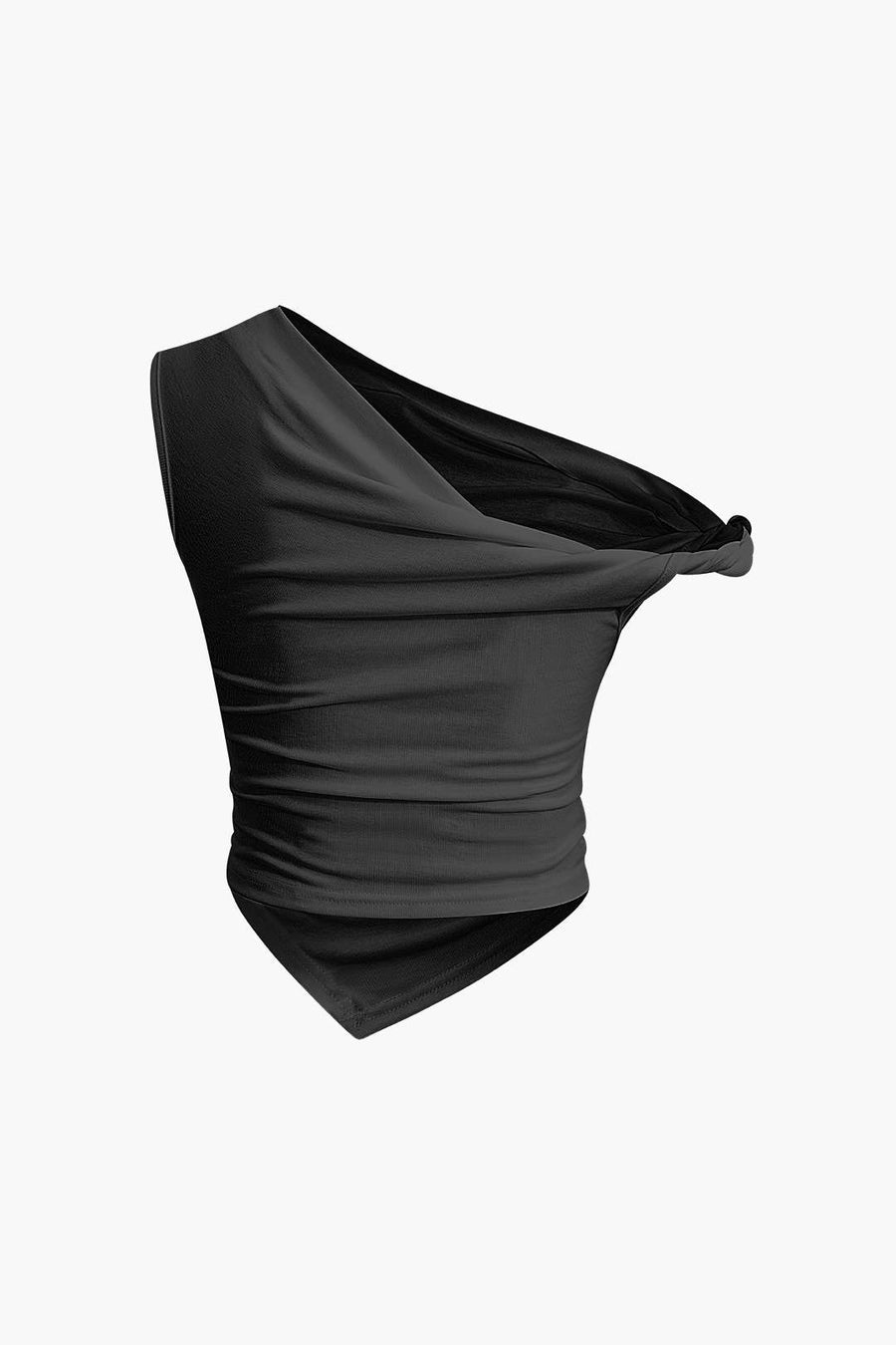 Asymmetric Ruched Off Shoulder Crop Top