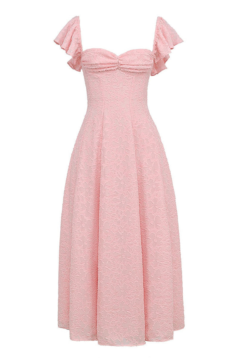 Caroline Butterfly Sleeve Backless Sexy Midi Dress