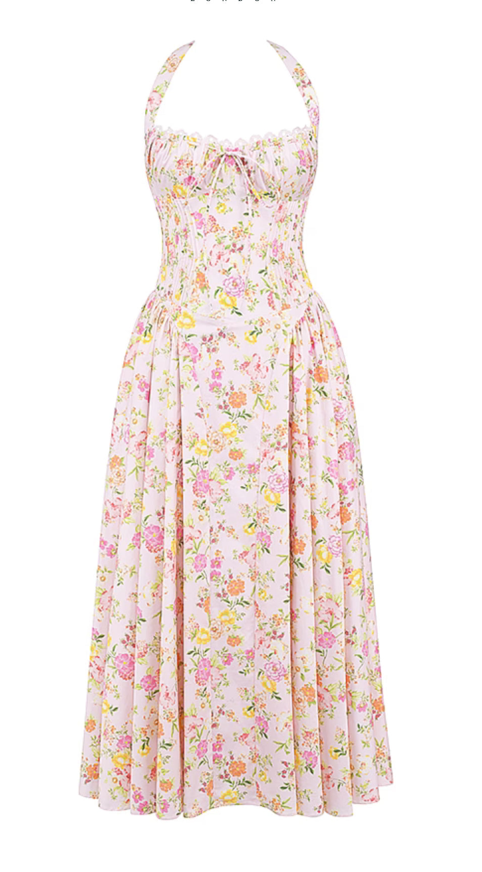 Vintage Floral Print Midi Sundress