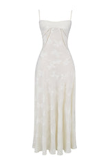 Lace Floral Spaghetti Strap Sleeveless Sheer White Dress