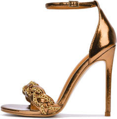 Braided Chain Strap Copper Strappy Stiletto High Heel