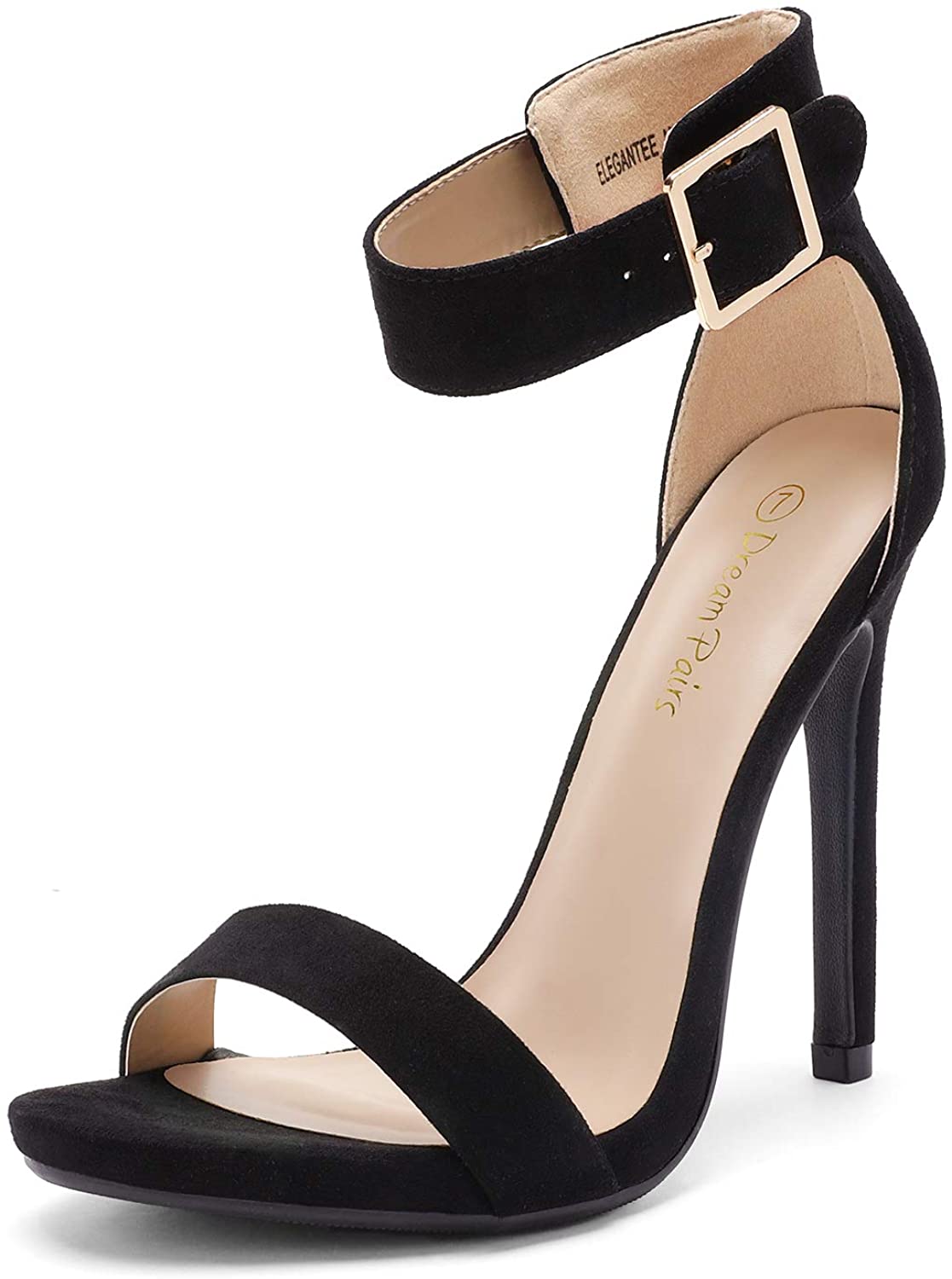 Nude Ankle Strap Pumps Heel Sandals