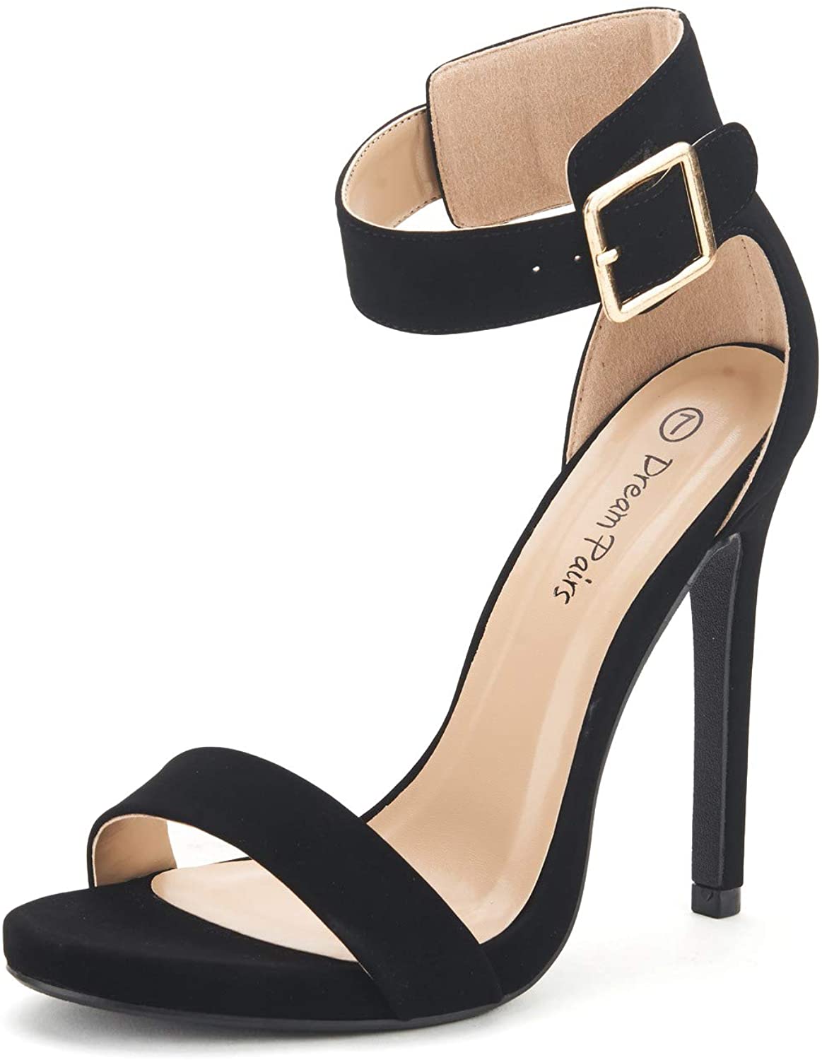 Nude Ankle Strap Pumps Heel Sandals