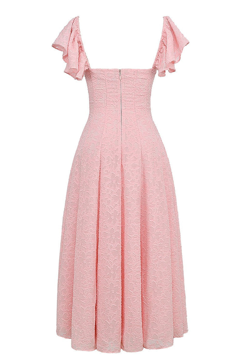 Caroline Butterfly Sleeve Backless Sexy Midi Dress