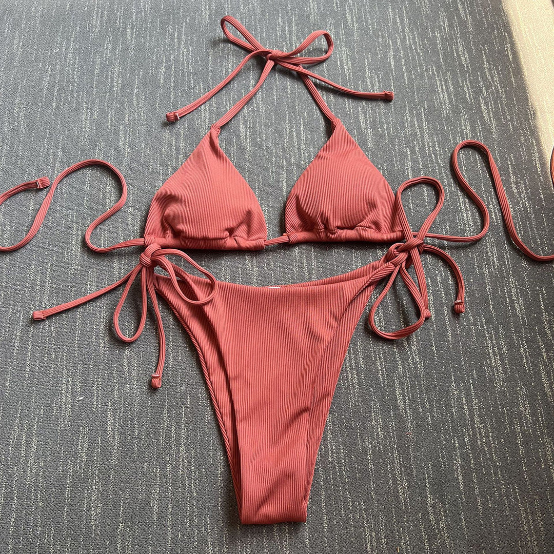 Angelina Sexy Halter Ribbed Bikini