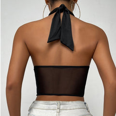 Cross Halter Corset Bustier Top