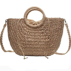 Summer Straw Woven Beach Tote Bag