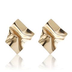 Vintage Golden Square Statement Earrings