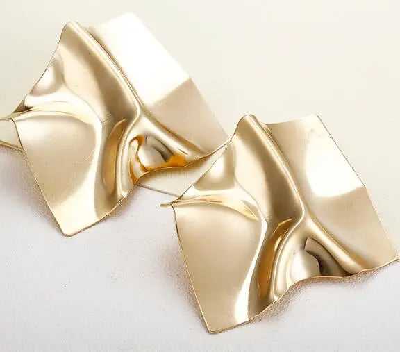 Vintage Golden Square Statement Earrings