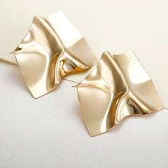 Vintage Golden Square Statement Earrings