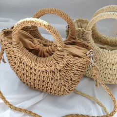 Summer Straw Woven Beach Tote Bag