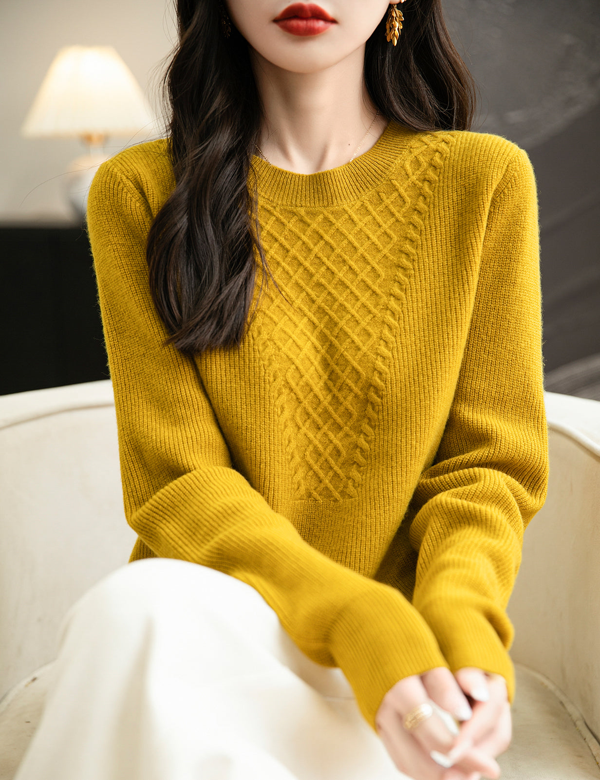 Belinda Woman Crewneck Long Sleeve Knit Sweater