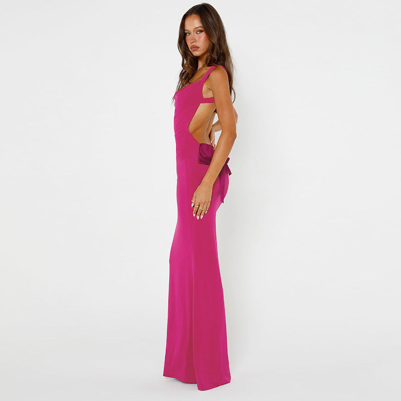 Denise Bow Backless Bodycon Maxi Dress