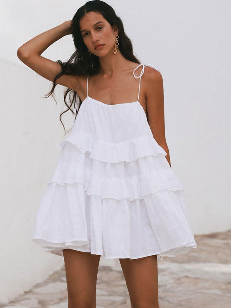 Ashley Ruffle Bandage Backless Mini Dress