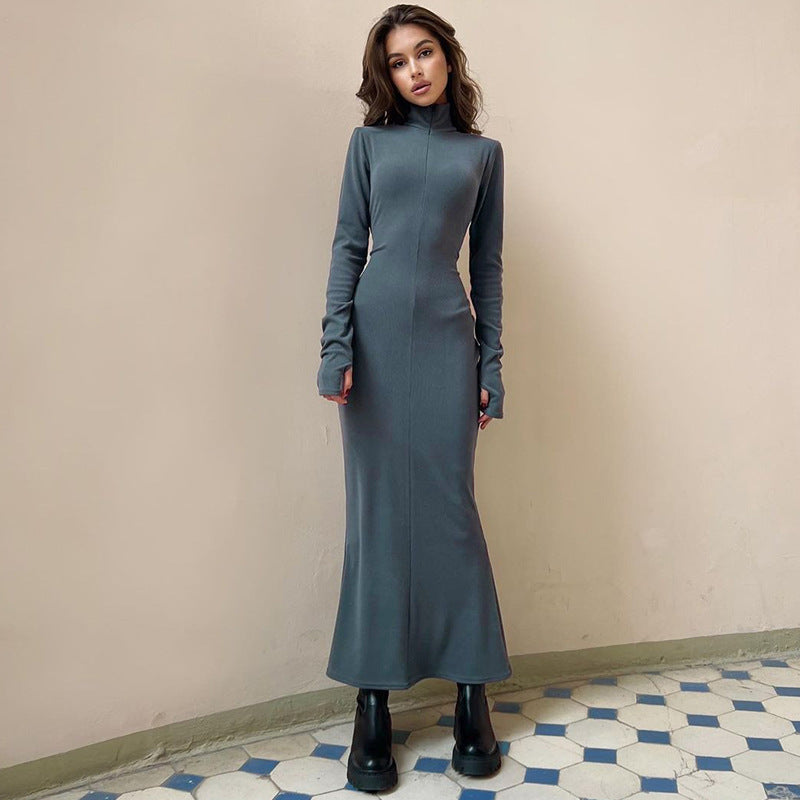 Alyssa Turtleneck Long Sleeve Bodycon Long Dress